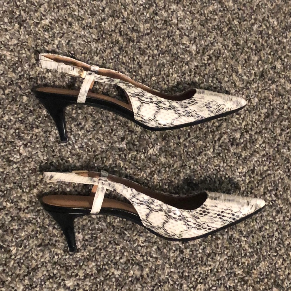 Calvin Klein Snake Print Sling Back Pointed Heels - image 2